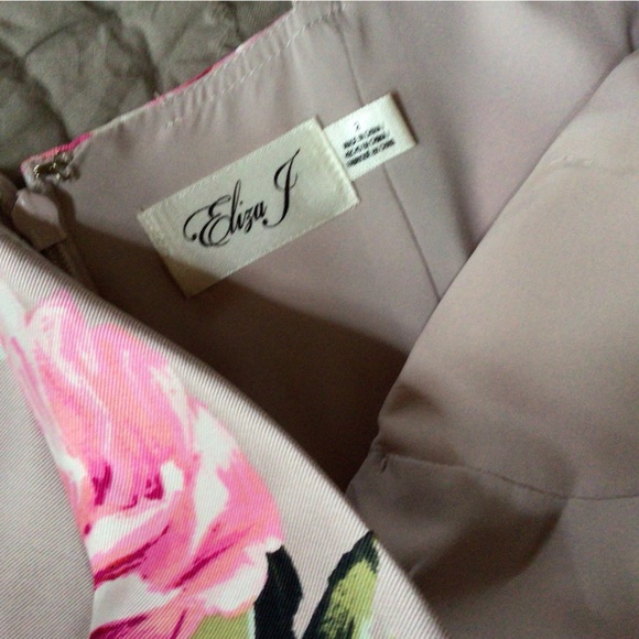 NWT Eliza J Pink Floral Print Mikado Tulip Cocktail Dress, Size 2 - Picture 3 of 8